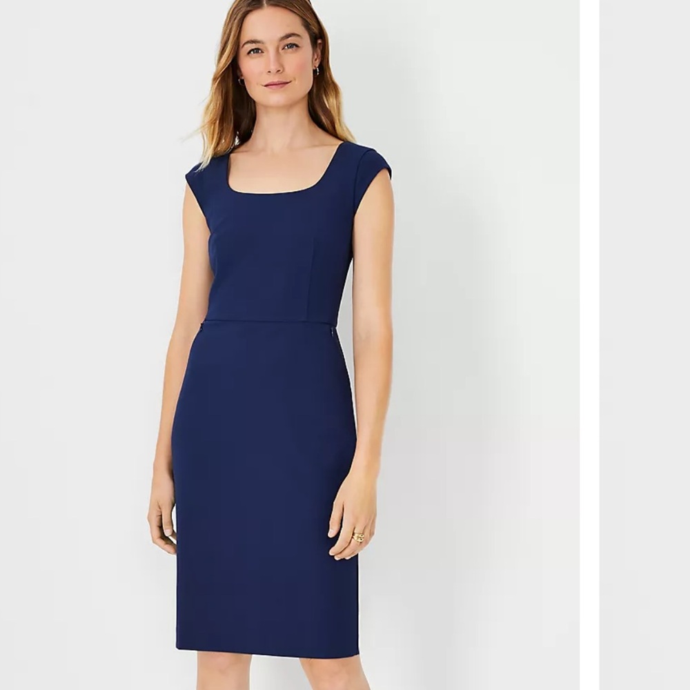 Ann Taylor Scoop Neck Zip Pocket Dress